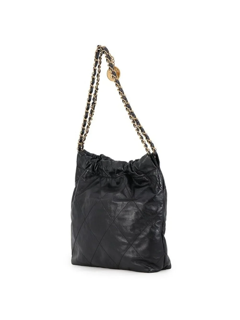 Chanel Handbag Quilted Chanel 22 Double Pocket Small Calfskin Black